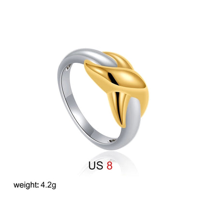 IG Style Elegant Geometric Copper Mixed Metal Rings