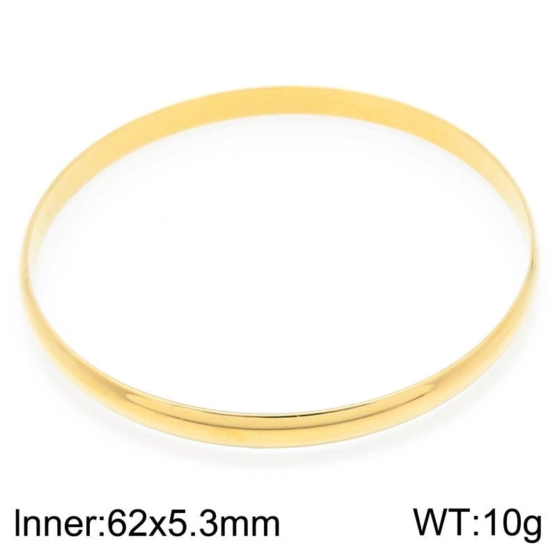 Minimalist Round Stainless Steel 18K Gold Plated Bangle In Bulk