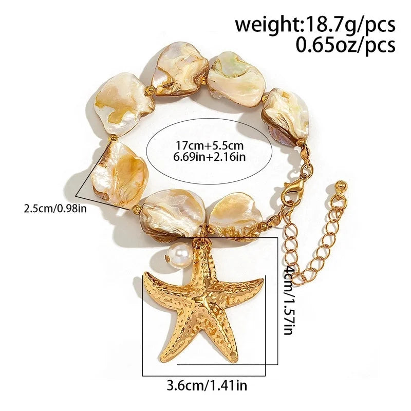 Marine Style Starfish Imitation Pearl Alloy Shell Women\'s Jewelry Set