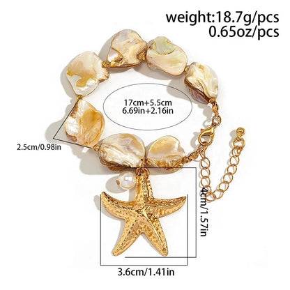 Marine Style Starfish Imitation Pearl Alloy Shell Women\'s Jewelry Set