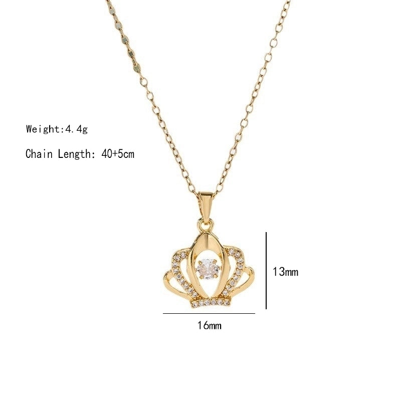 Copper 18K Gold Plated Plating Inlay Double Ring Letter Zircon Necklace