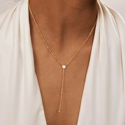 Minimalist Classic Style Solid Color 201 Stainless Steel Artificial Pearls Zircon 18K Gold Plated Layered Long Necklace