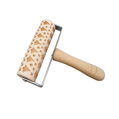 Christmas Cute Christmas Tree Snowflake Elk Wood Rolling Pin 1 Piece