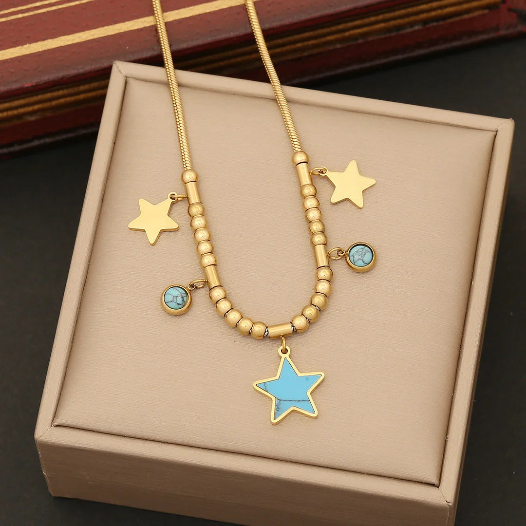 Expressive Moon Star Stainless Steel Electroplating Necklaces