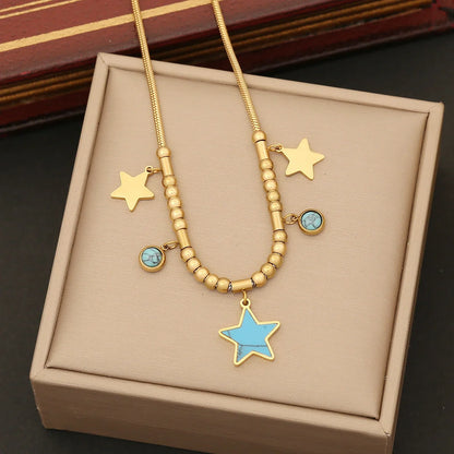 Expressive Moon Star Stainless Steel Electroplating Necklaces