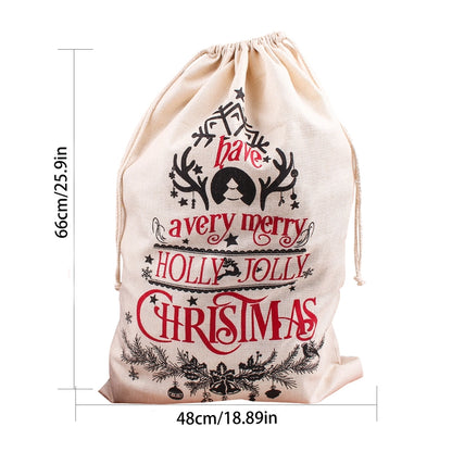 Christmas Gift Bag Christmas Large Printed Drawstring Drawstring Drawstring Bag Imitation Linen Santa Claus Backpack Gift Bag