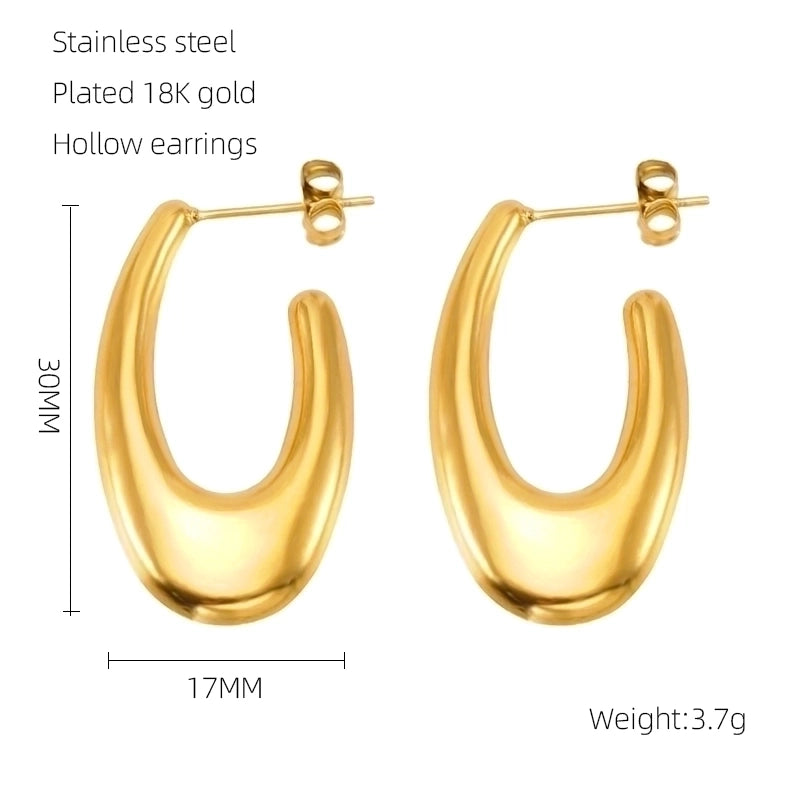 1 Pair Retro Solid Color Plating 304 Stainless Steel 18K Gold Plated Earrings