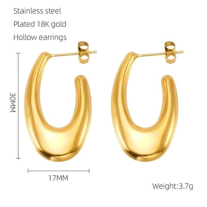 1 Pair Retro Solid Color Plating 304 Stainless Steel 18K Gold Plated Earrings