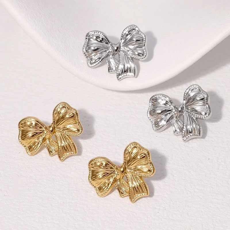 1 Pair IG Style Modern Style Minimalist Bow Knot 304 Stainless Steel 18K Gold Plated Ear Studs