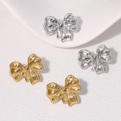 1 Pair IG Style Modern Style Minimalist Bow Knot 304 Stainless Steel 18K Gold Plated Ear Studs