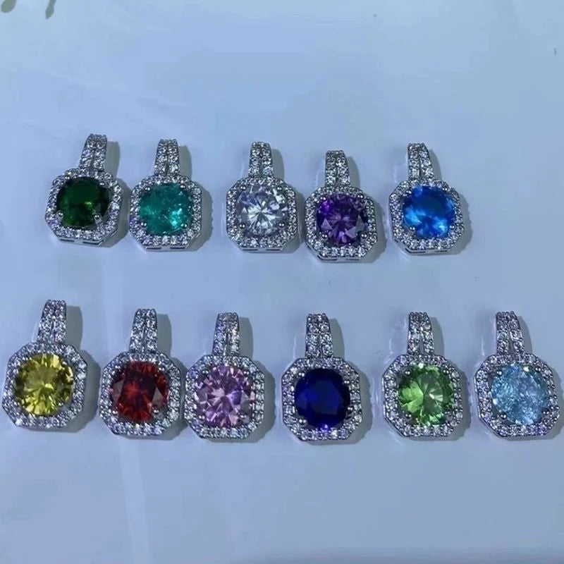 Korean Style Geometric Copper Zircon Pendant Necklace Ear Studs 1 Set