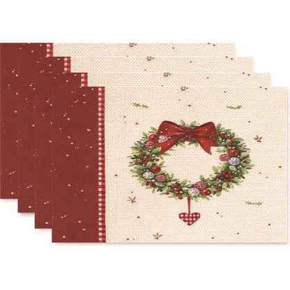 Christmas Nordic Style Christmas Tree Bow Knot Snowflake Linen Cotton And Linen Placemat