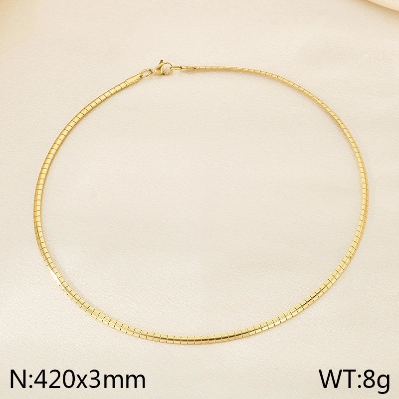 Elegant Minimalist Streetwear Solid Color 304 Stainless Steel 18K Gold Plated Choker