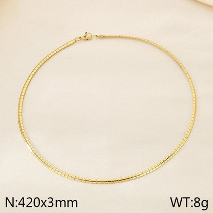 Elegant Minimalist Streetwear Solid Color 304 Stainless Steel 18K Gold Plated Choker