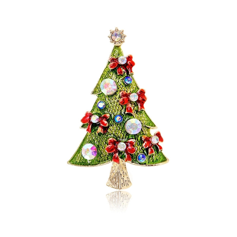 Sweet Pin Christmas Tree Alloy Enamel Plating Inlay Rhinestones Unisex Brooches