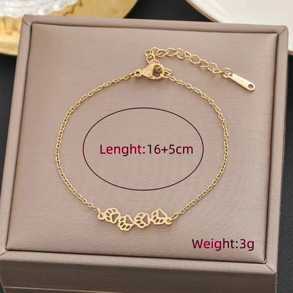 Sweet Rabbit Sun Heart Shape Titanium Steel 18K Gold Plated Artificial Gemstones Bracelets In Bulk