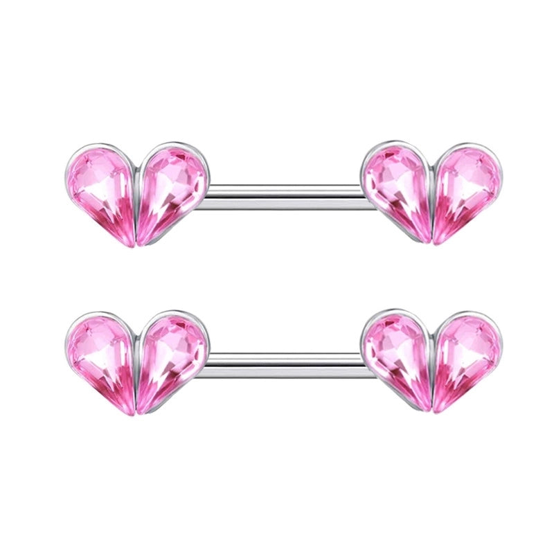 1 Pair Nipple Rings & Studs Minimalist Geometric Heart Shape 304 Stainless Steel Copper Plating Nipple Rings & Studs