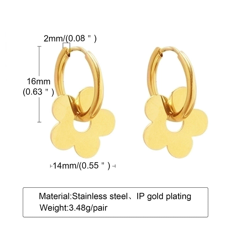 1 Pair Minimalist Star Plating Inlay 201 Stainless Steel Zircon 18K Gold Plated Drop Earrings