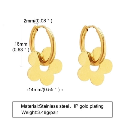 1 Pair Minimalist Star Plating Inlay 201 Stainless Steel Zircon 18K Gold Plated Drop Earrings