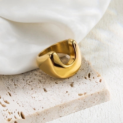 2 Pieces IG Style Minimalist Geometric 304 Stainless Steel 18K Gold Plated Plating Stainless Steel Rings