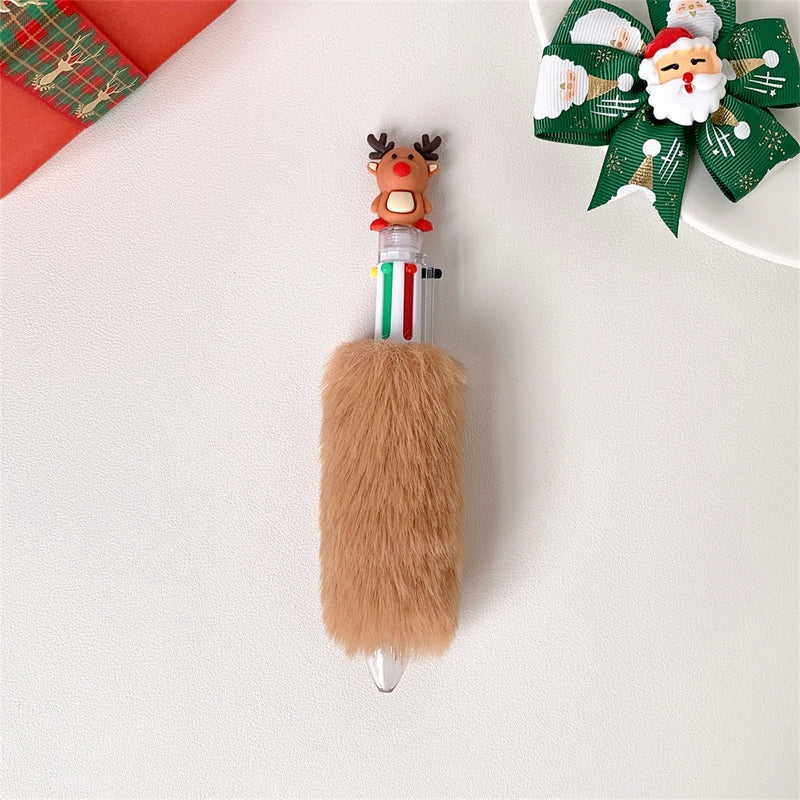 1 Piece Christmas Tree Santa Claus Elk Learning Christmas Plastic Plush Cute Ballpoint Pen