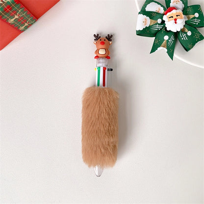 1 Piece Christmas Tree Santa Claus Elk Learning Christmas Plastic Plush Cute Ballpoint Pen