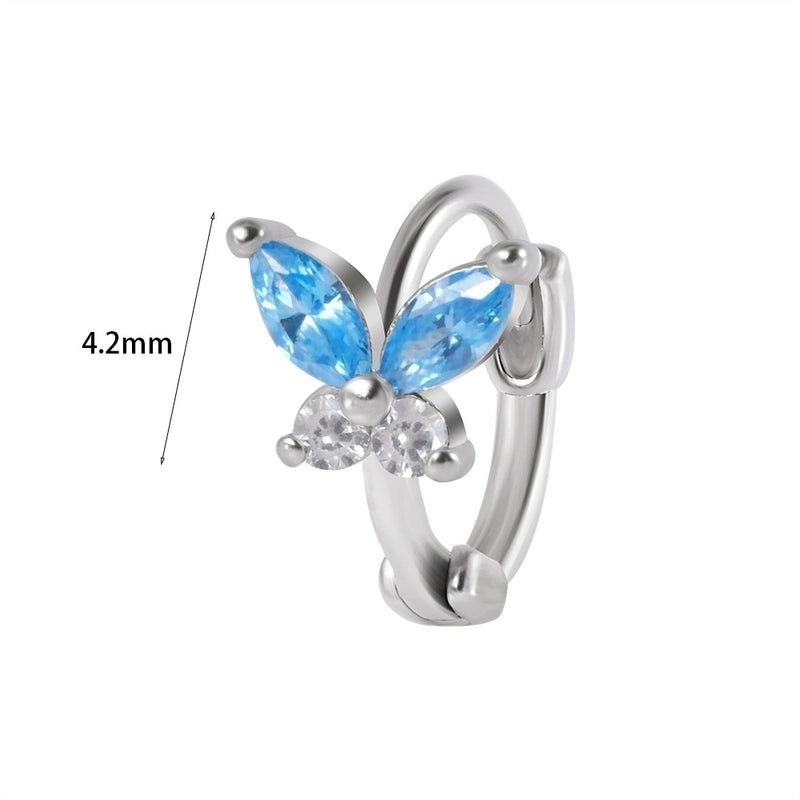 1 Piece Elegant Flower Butterfly Inlay Copper Rhinestones Zircon Earrings