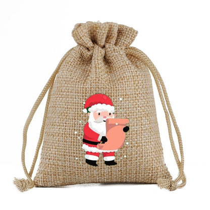Christmas Nordic Style Cute Modern Style Christmas Tree Snowman Snowflake Imitated Hemp Party Festival Candy Bag