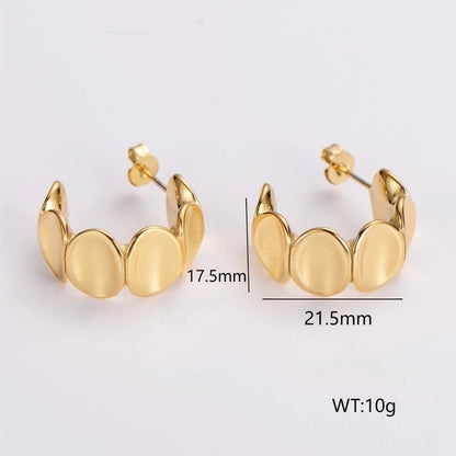 1 Pair French Style Minimalist Round Square Heart Shape 304 Stainless Steel No Inlaid 18K Gold Plated Ear Studs