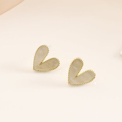 2 Pieces Women Heart Alloy Electroplating Stud Earrings