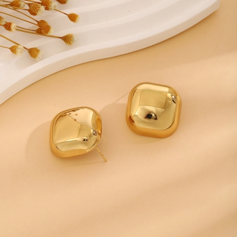 1 Pair Casual Minimalist Streetwear Waves Heart Shape Flower Plating 304 Stainless Steel Ear Studs