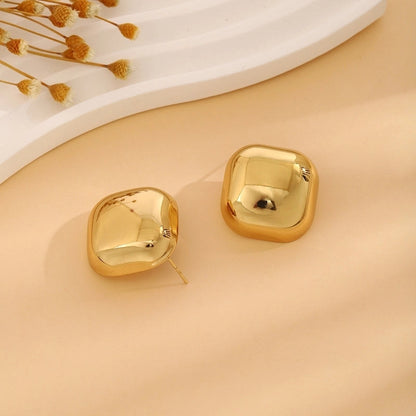 1 Pair Casual Minimalist Streetwear Waves Heart Shape Flower Plating 304 Stainless Steel Ear Studs