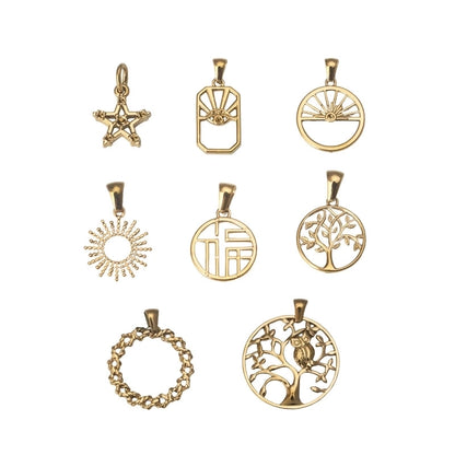 1 Piece Titanium Steel Sun Devil's Eye Life Tree Pendant