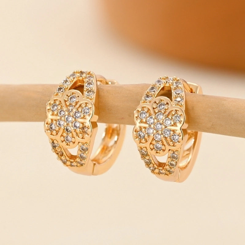 1 Pair Minimalist Solid Color Copper Zircon Earrings