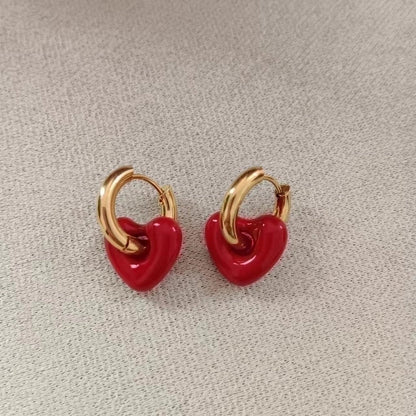 1 Pair Minimalist Classic Style Heart Shape 304 Stainless Steel 18K Gold Plated Earrings