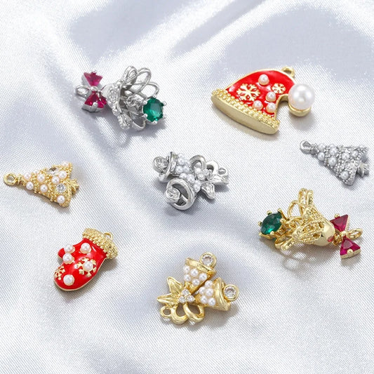 1 Piece 10 * 16mm Copper Zircon Christmas Hat Christmas Tree Polished Pendant Jewelry Accessories