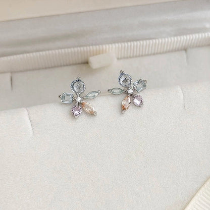 1 Pair Elegant Lady Streetwear Water Droplets Heart Shape Flower Hollow Out Inlay Steel Imitation Pearl Zircon Drop Earrings