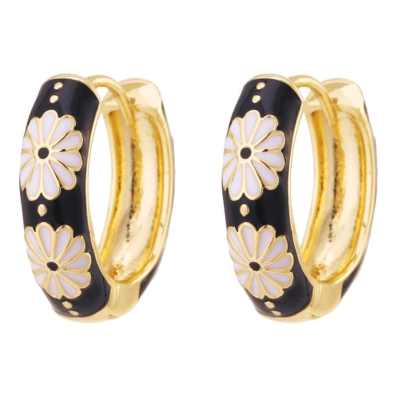 1 Pair Fashion Flower Copper Enamel Earrings