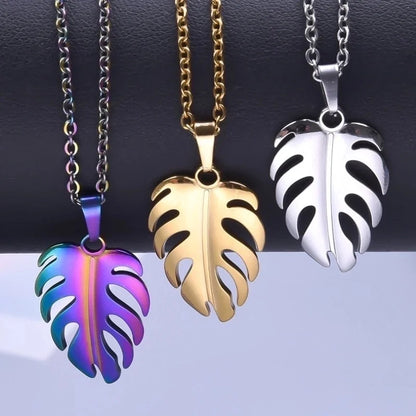 3 Pieces IG Style Minimalist Leaves 304 Stainless Steel 18K Gold Plated Plating Pendant Necklace Necklace Pendant