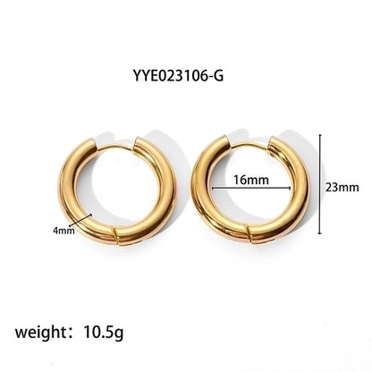 1 Pair Minimalist Round Plating 201 Stainless Steel 18K Gold Plated Hoop Earrings