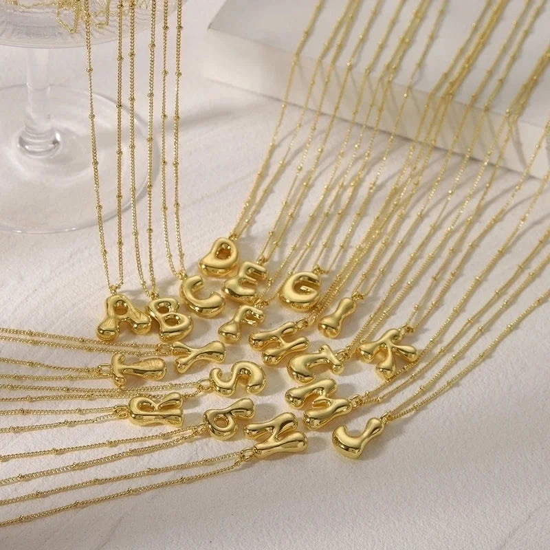 Copper 14K Gold Plated Letter Pendant Necklace