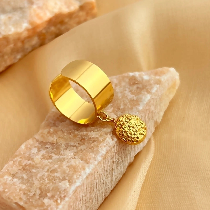 Casual Retro Minimalist Solid Color 304 Stainless Steel 18K Gold Plated Plating Hollow Out Open Rings