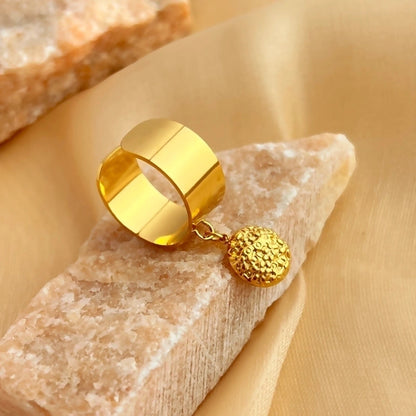 Casual Retro Minimalist Solid Color 304 Stainless Steel 18K Gold Plated Plating Hollow Out Open Rings