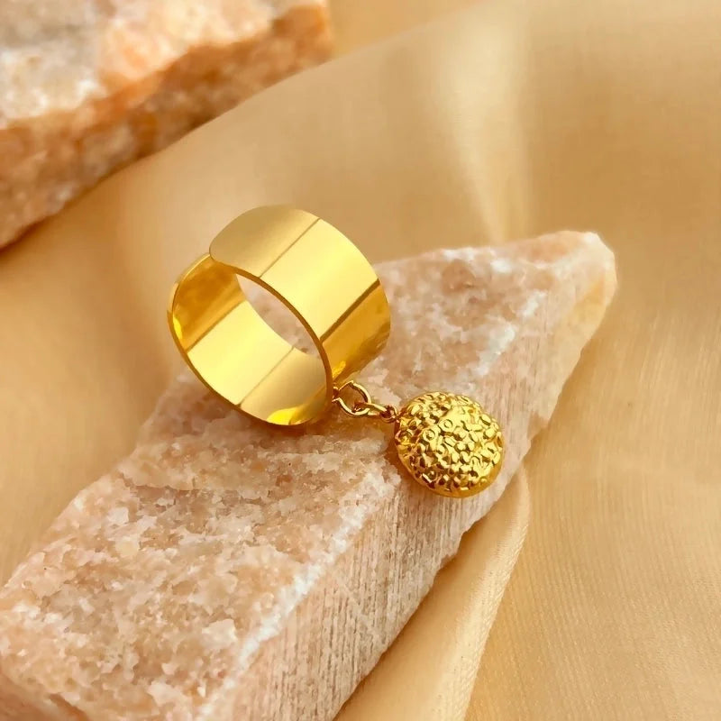 Casual Retro Minimalist Solid Color 304 Stainless Steel 18K Gold Plated Plating Hollow Out Open Rings