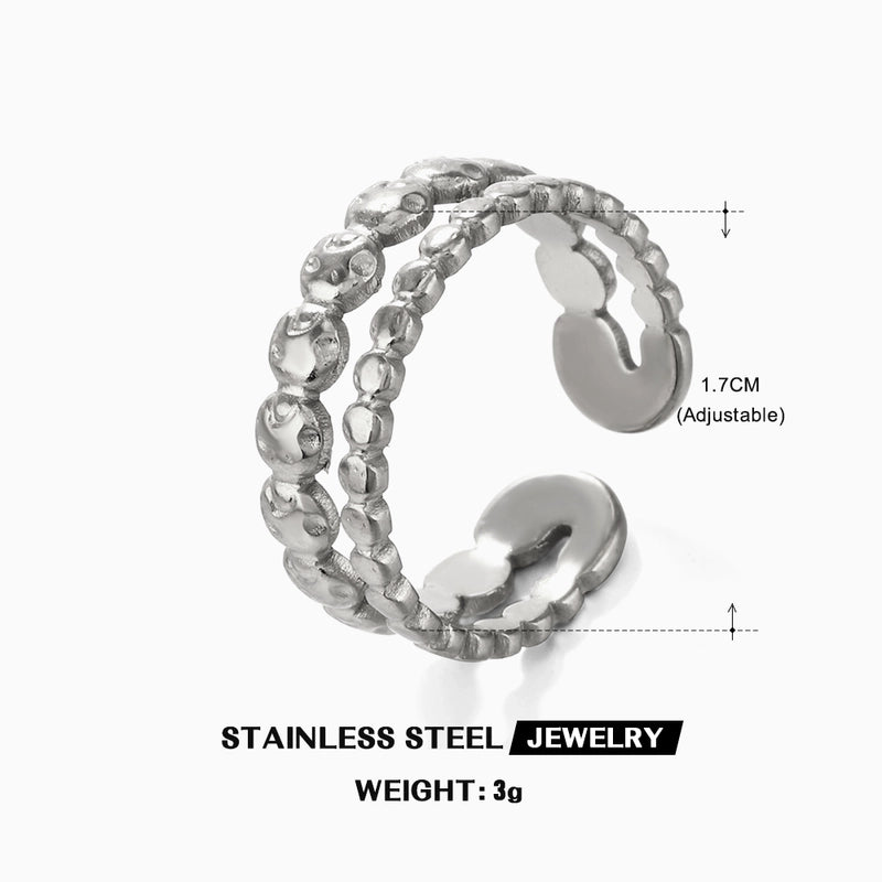 3 Pieces Minimalist Lines 304 Stainless Steel 18K Gold Plated Plating Open Rings