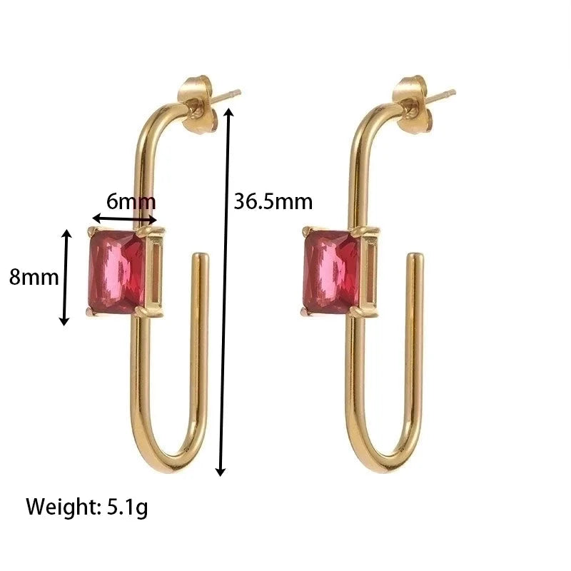 1 Pair Classic Style Geometric Plating Inlay 304 Stainless Steel Zircon Gold Plated Earrings