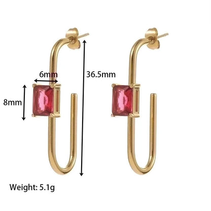 1 Pair Classic Style Geometric Plating Inlay 304 Stainless Steel Zircon Gold Plated Earrings