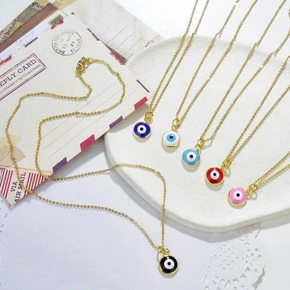 Fashion Devil\'s Eye Copper Enamel Pendant Necklace