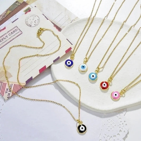 Fashion Devil\'s Eye Copper Enamel Pendant Necklace