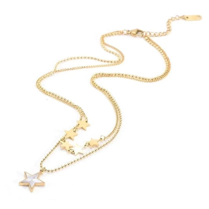 Elegant Minimalist Star Titanium Steel Acrylic 18K Gold Plated Inlay Earrings Anklet Necklace